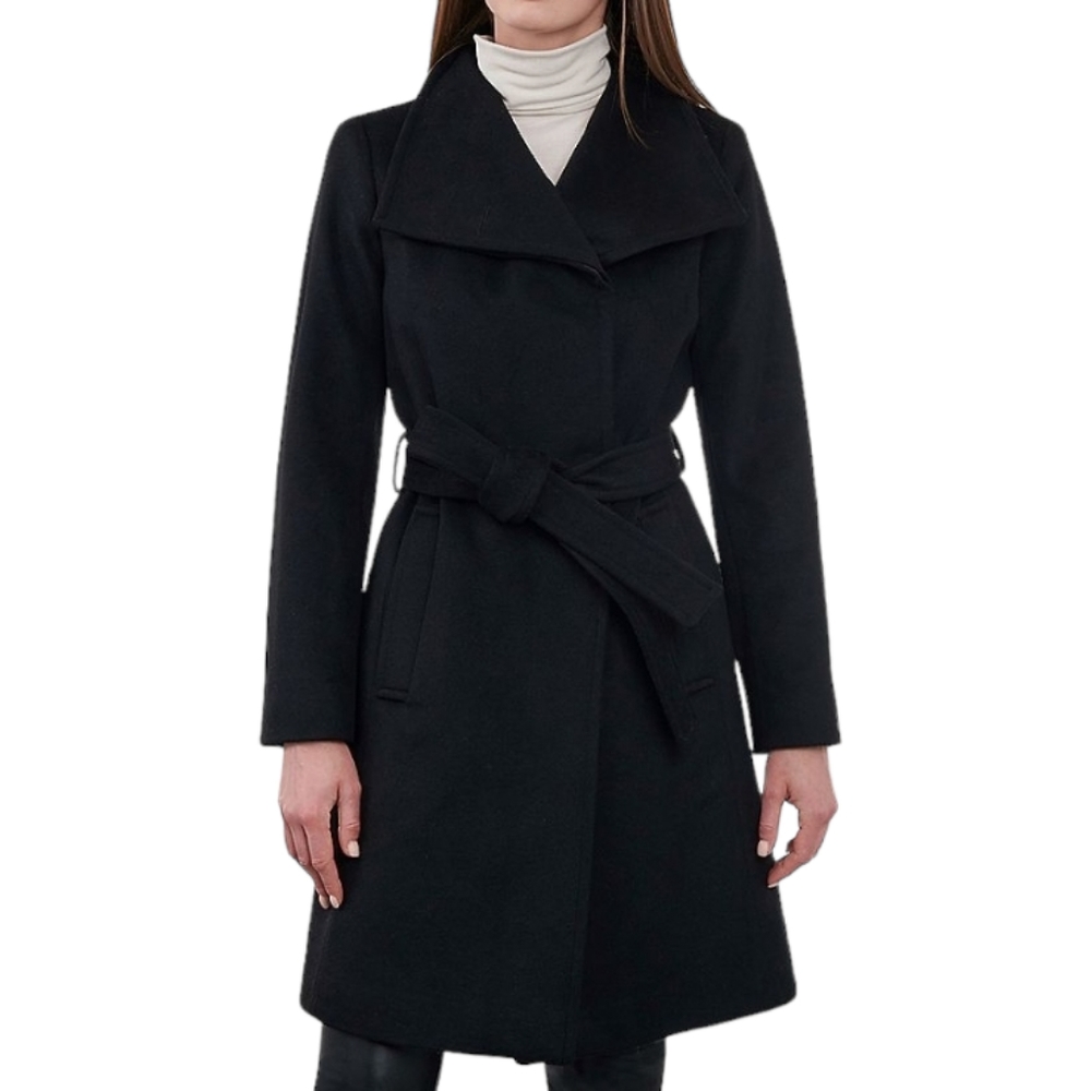 LONDON FOG Women's Short Black Waist Tie Trench Coat Jacket Size L